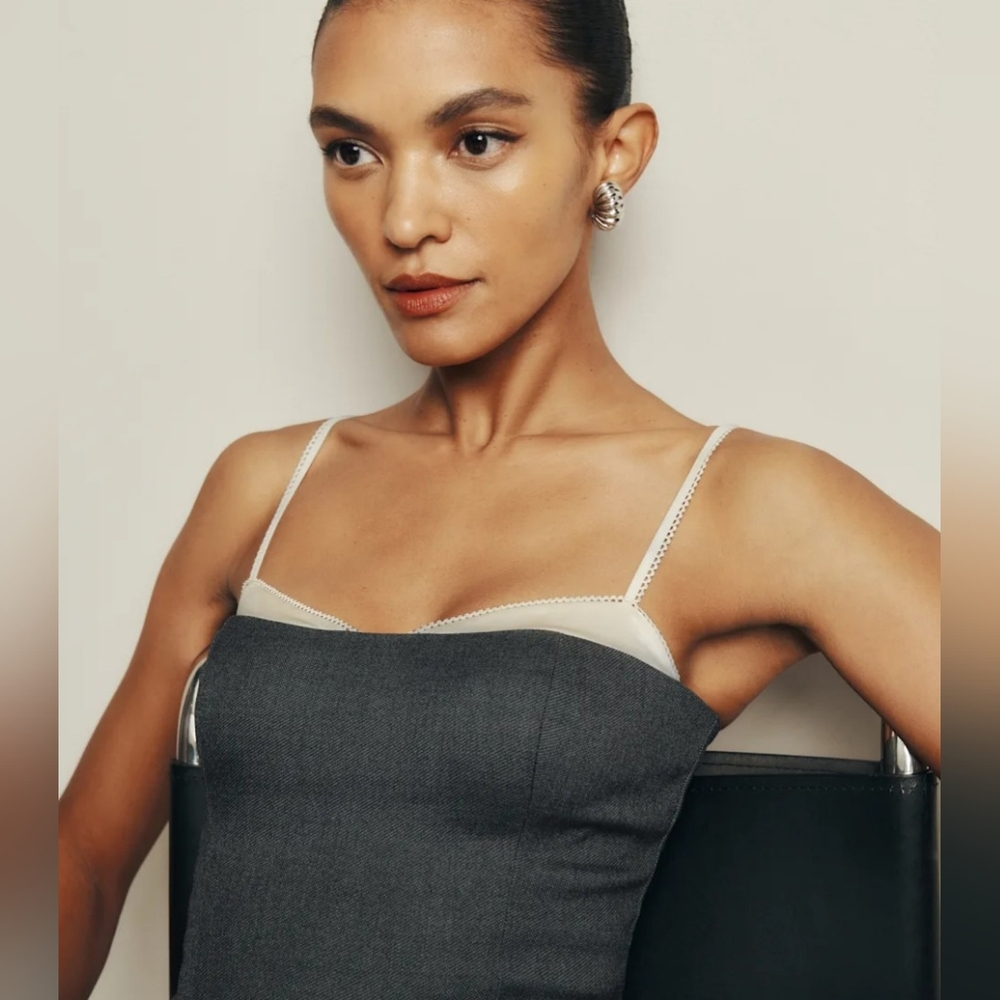 Reformation Gray and Cream Melanie Camisole